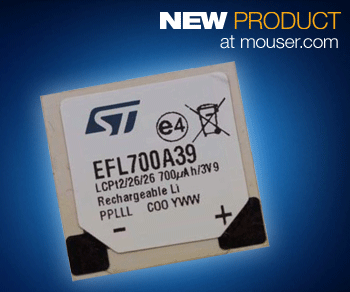 STMicro's long-life paper-thin EFL700A39 EnFilm rechargeable batteries now at Mouser